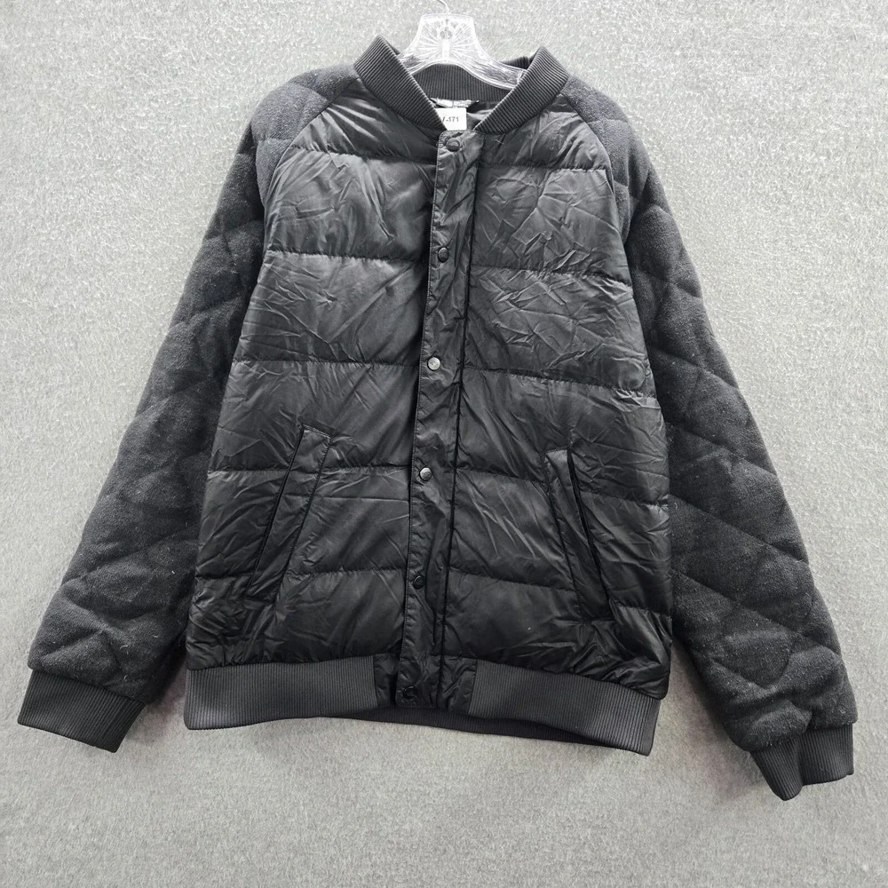 The North‎ Face Men Jacket Large Black Goose Down Puffer Bomber Quilted Full Zip